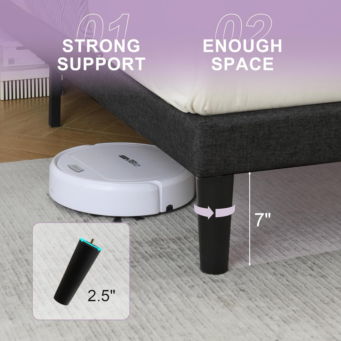 URBAN NEST Full Bed Frame Upholstered Platform with Headboard and Strong Wooden Slats,Non-Slip,No Box Spring Needed