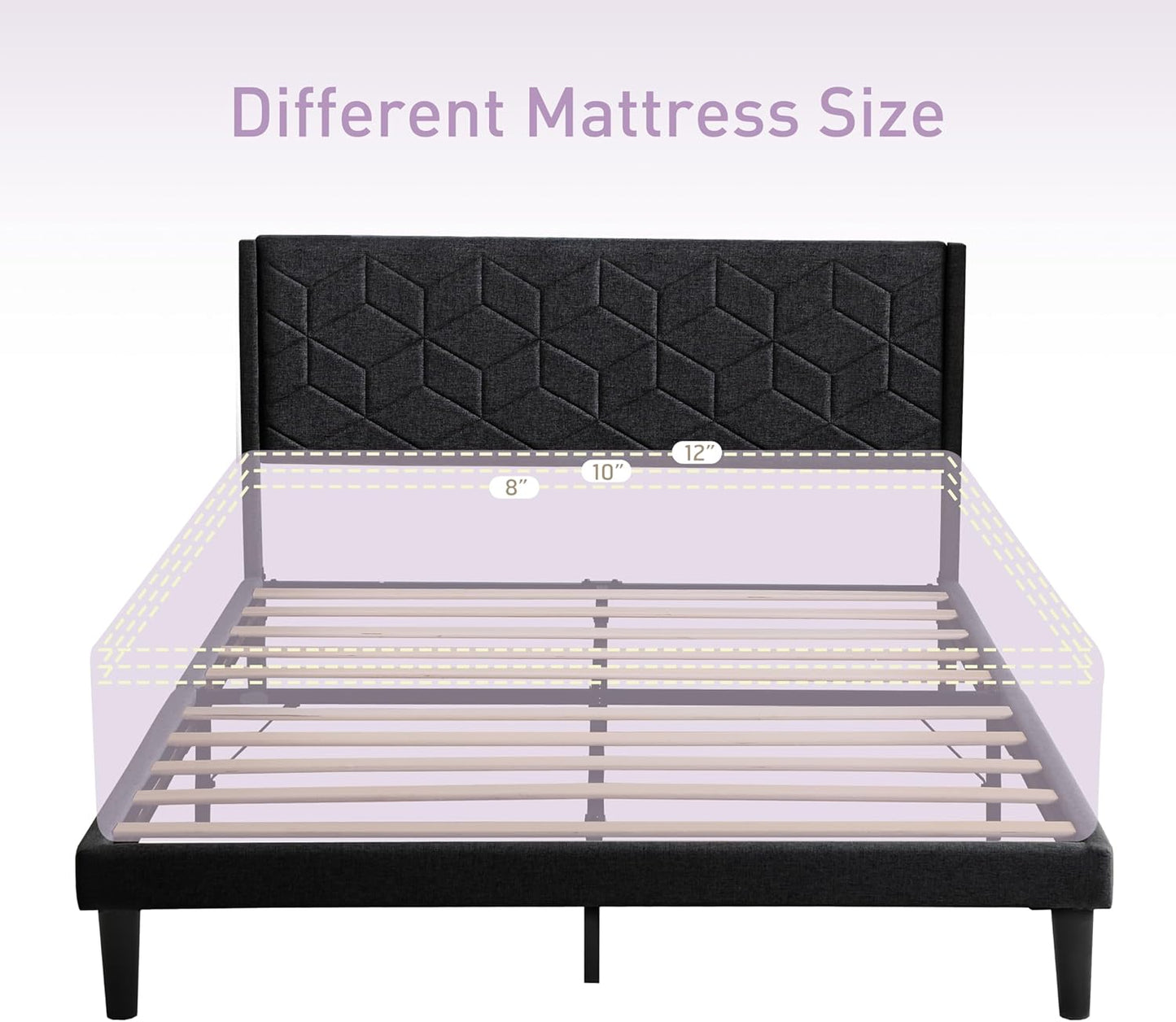 URBAN NEST Full Bed Frame Upholstered Platform with Headboard and Strong Wooden Slats,Non-Slip,No Box Spring Needed