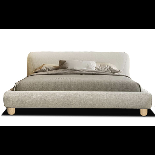 URBAN NEST King Size Bed Frame with Upholstered White Boucle Headboard, 88.6" W x 93.7" L, Fits Mattress 76" W x 80" L