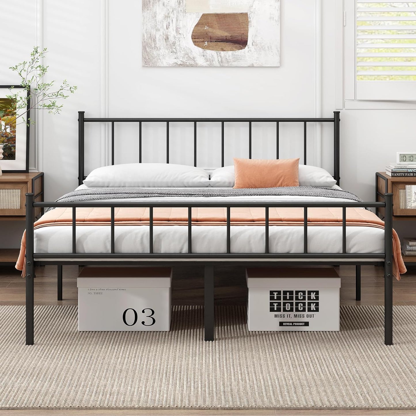 URBAN NEST  Queen Bed Frame-Classic Metal Platform Bed Frame,Mattress Foundation with Steel Slat Support,Under Bed Storage,No Box Spring Needed
