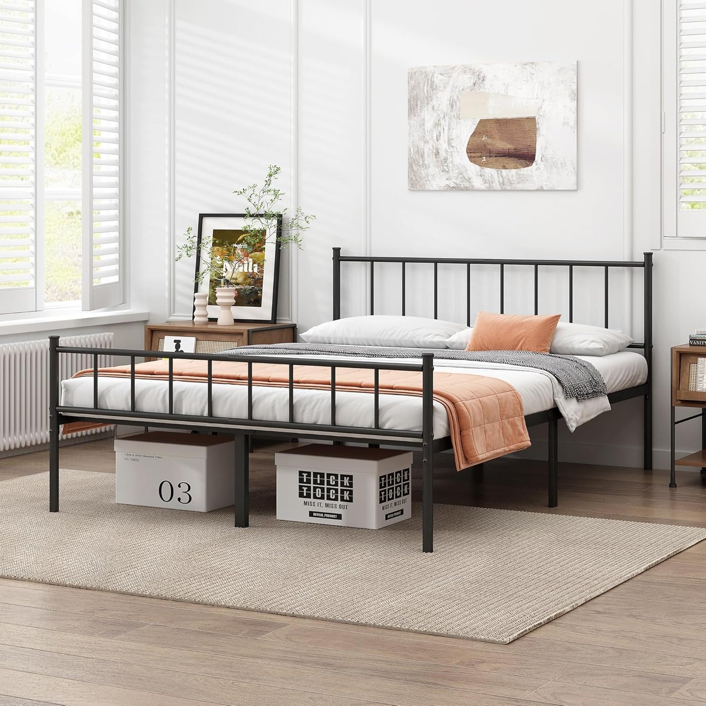 URBAN NEST  Queen Bed Frame-Classic Metal Platform Bed Frame,Mattress Foundation with Steel Slat Support,Under Bed Storage,No Box Spring Needed