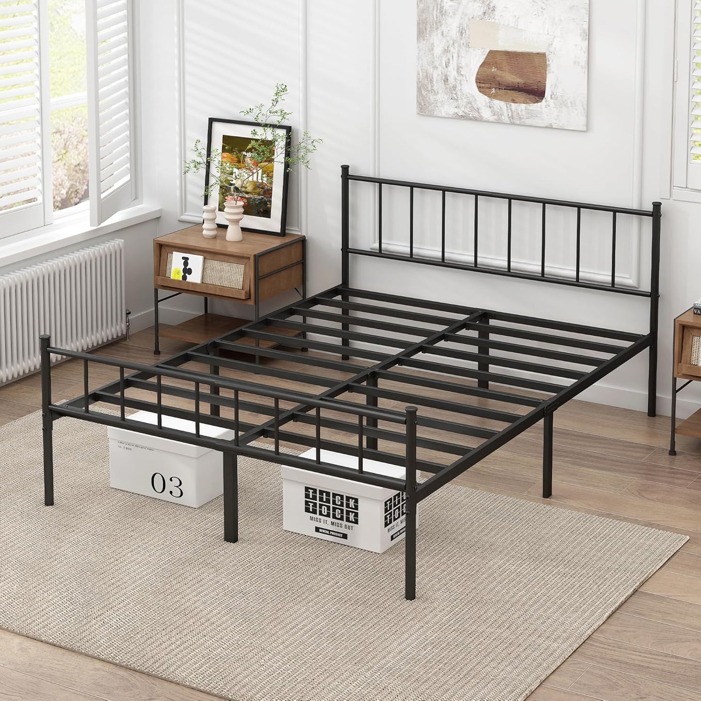 URBAN NEST  Queen Bed Frame-Classic Metal Platform Bed Frame,Mattress Foundation with Steel Slat Support,Under Bed Storage,No Box Spring Needed